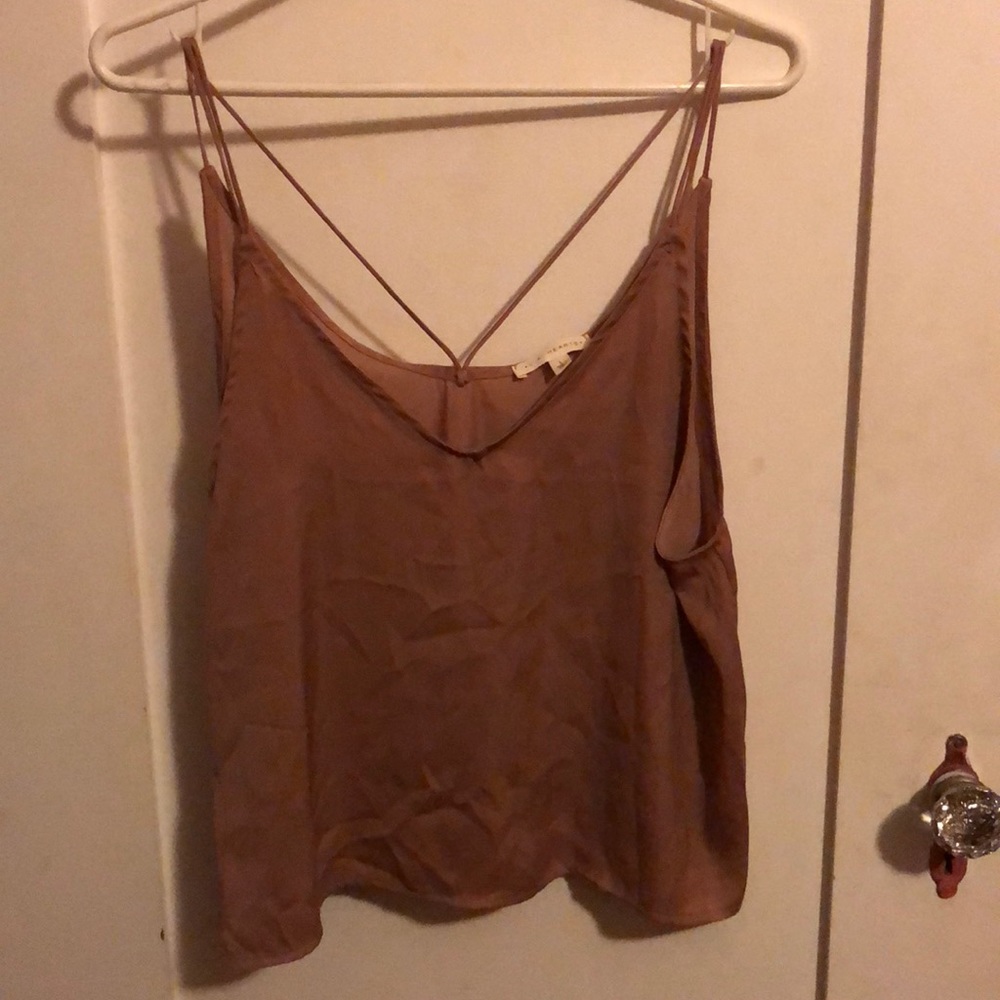 silk double strap champaign tank top